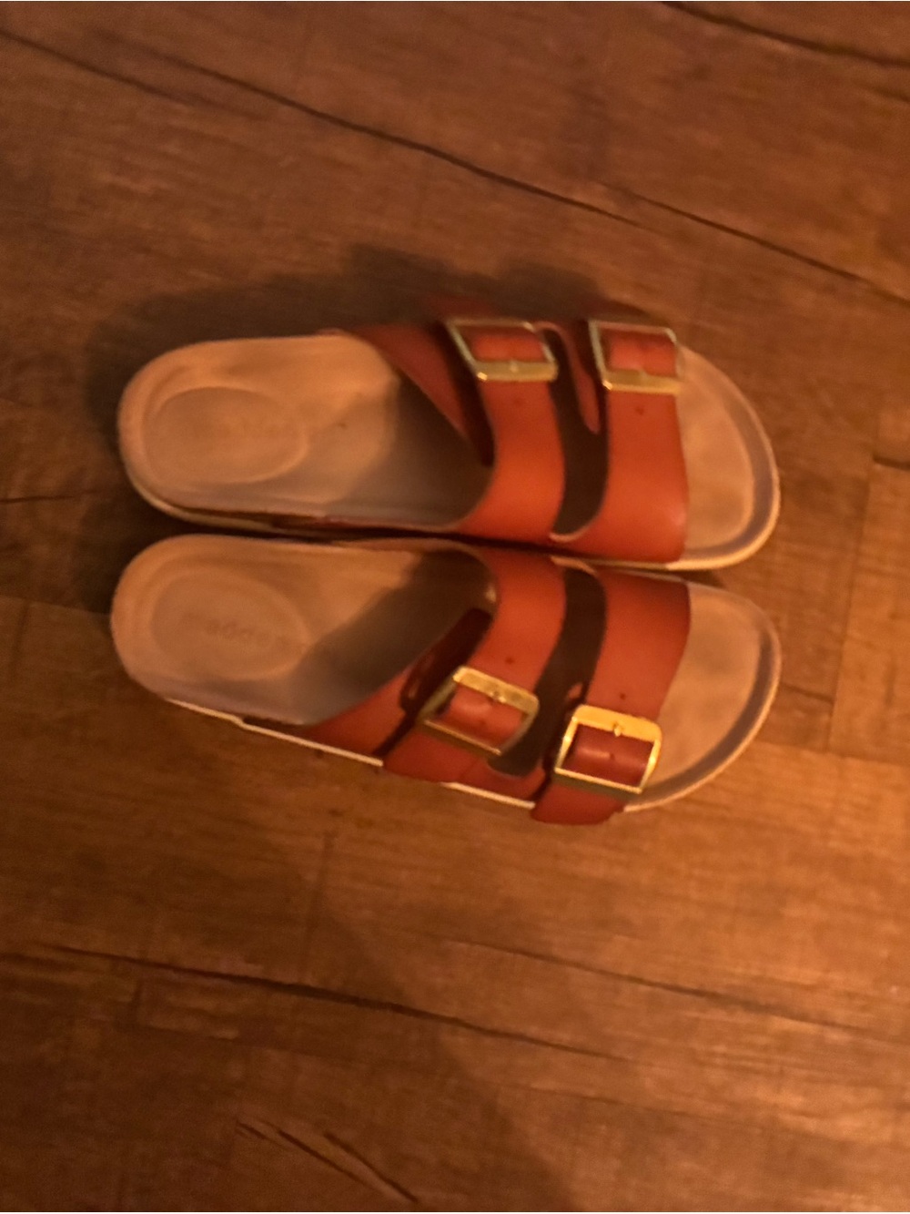 Kids Double-Strap Brown Slide Sandals